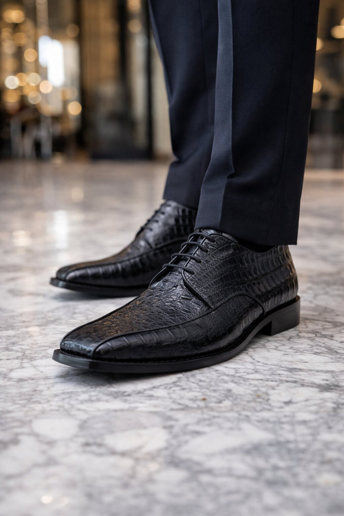 Mens Gator Belly Dress Shoe Exotic Los Altos Black