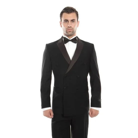 Double Breasted Black Mens Tuxedo by Bryan Michaels - Men's Tuxedo USA