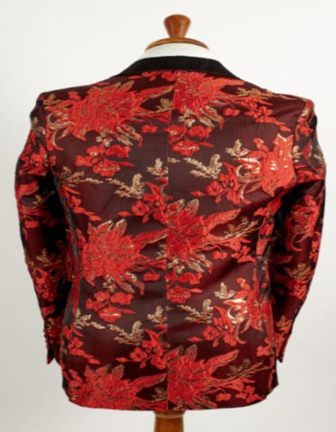 Big And Tall Tuxedo Jacket - Red ~ Black Paisley Floral Blazer - Men's Tuxedo USA