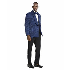 Knot Side Textured Paisley 2pc Tuxedo, Blue - Men's Tuxedo USA