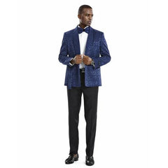 Knot Side Textured Paisley 2pc Tuxedo, Blue - Men's Tuxedo USA