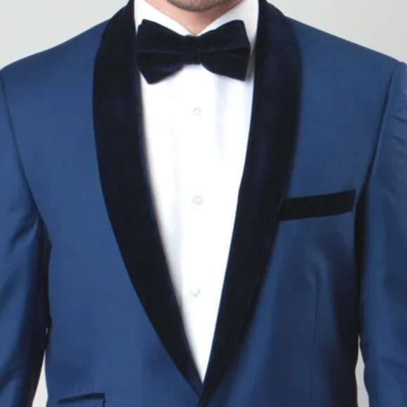 Exquisite Blue Tuxedo Blazer Jacket by Tazio