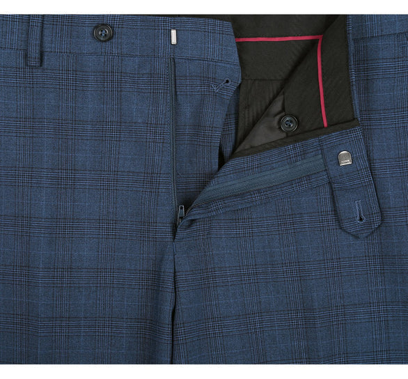 Renoir Clothing - Renoir Suit - Renoir Fashion - Performance 3-piece Classic Fit Blue Windowpane Check Renoir Suit
