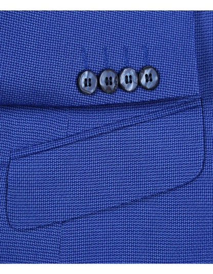 Mens Two Button Slim Fit Sport Coat Micro Check Blue Purple Blazer - Men's Tuxedo USA