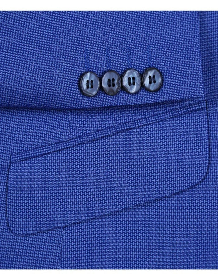 Mens Two Button Slim Fit Sport Coat Micro Check Blue Purple Blazer - Men's Tuxedo USA
