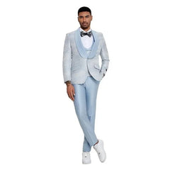 2024 Prom Special Blue Tuxedo Suit w/ Double-Breasted Vest by Tazzio - Men's Tuxedo USA