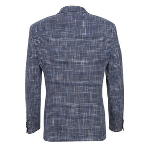 Saco vaquero - Western Sport Coat - Western Blazer - Mens Slim Fit Two Button Wool & Linen Sport Coat Blazer In Blue Windowpane Plaid