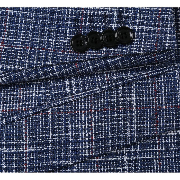 Saco vaquero - Western Sport Coat - Western Blazer - Mens Slim Fit Two Button Wool & Linen Sport Coat Blazer In Blue Windowpane Plaid