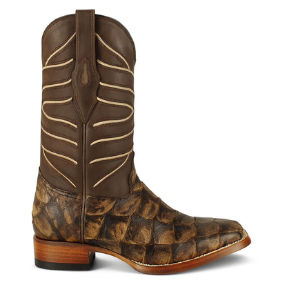 Botas de Pescado Pirarucu Original en Horma Rodeo Cuadrada