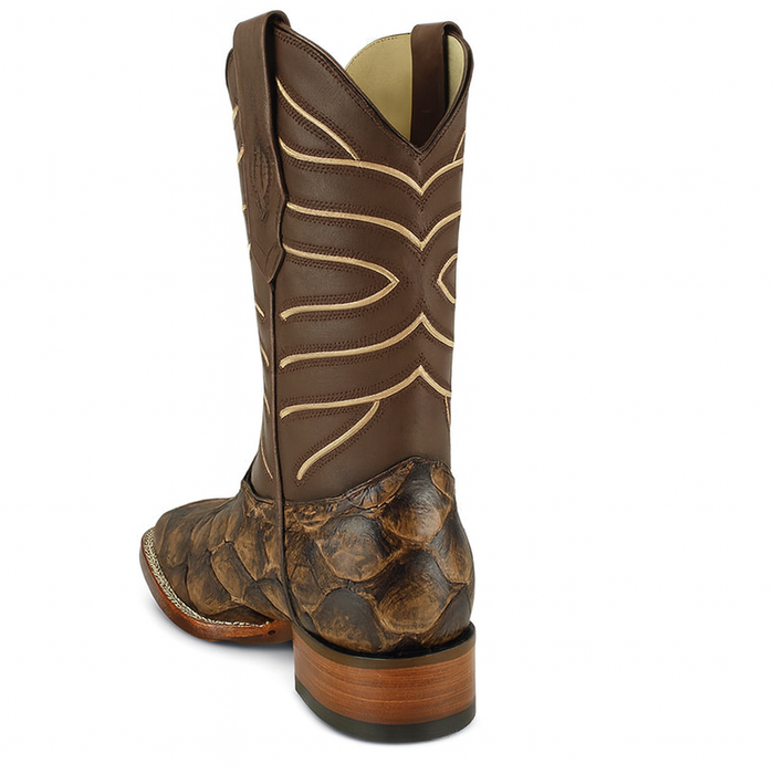 Botas de Pescado Pirarucu Original en Horma Rodeo Cuadrada