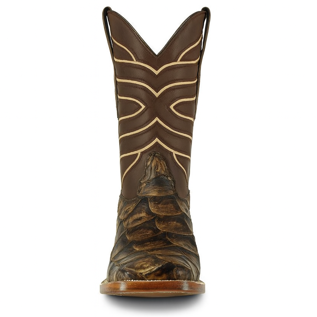 Botas de Pescado Pirarucu Original en Horma Rodeo Cuadrada