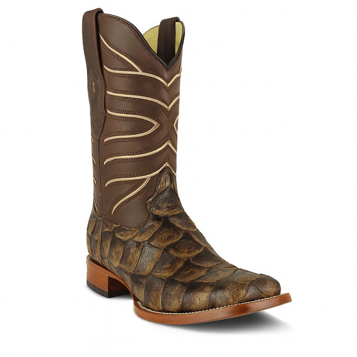 Botas de Pescado Pirarucu Original en Horma Rodeo Cuadrada