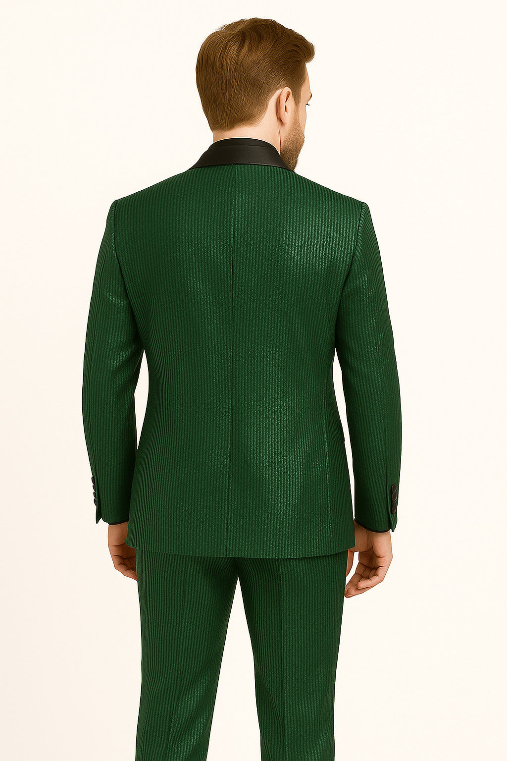 Men's Emerald Green Shiny Tuxedo with Black Satin Lapel and Matching Bow Tie  Ultra Slim Fit