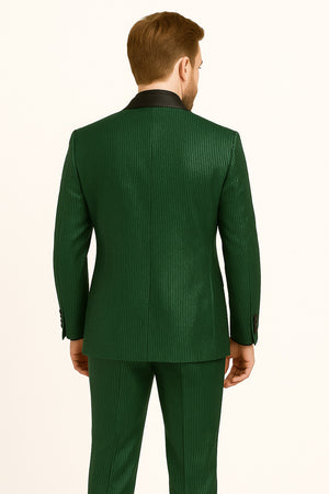 Men's Emerald Green Shiny Tuxedo with Black Satin Lapel and Matching Bow Tie  Ultra Slim Fit