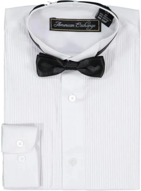 Boys White Tuxedos Shirt and Bowtie Set