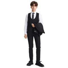 Exclusive Stacy Adams 5pc Boys Suit Slim-Fit, Black - Men's Tuxedo USA