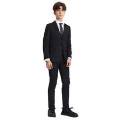 Exclusive Stacy Adams 5pc Boys Suit Slim-Fit, Black - Men's Tuxedo USA