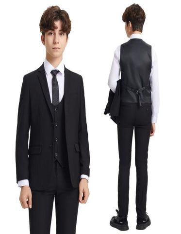 Exclusive Stacy Adams 5pc Boys Suit Slim-Fit, Black - Men's Tuxedo USA