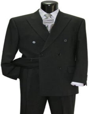 Brand New Solid Black Double Breasted Suit 100% Wool Fabric Super 150s Wide Suits Side Vent (pleated or Flat Front Pants)