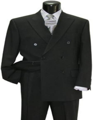 Brand New Solid Black Double Breasted Suit 100% Wool Fabric Super 150s Wide Suits Side Vent (pleated or Flat Front Pants)