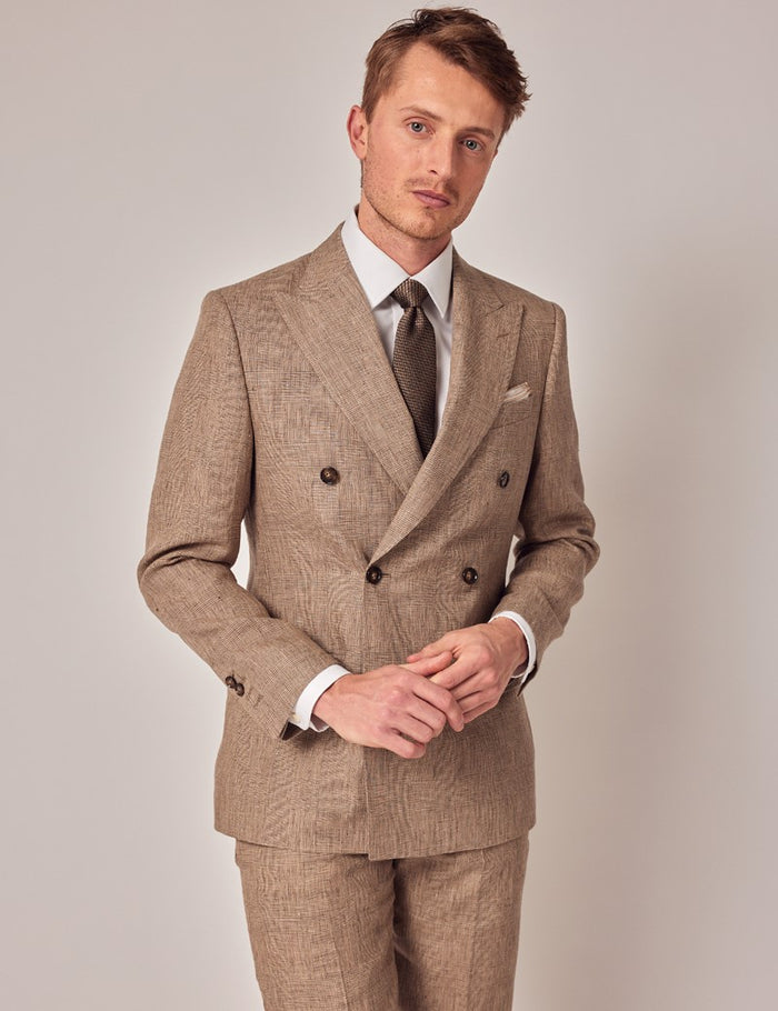 Mens Linen Suit For Beach Wedding - Summer  Suit in Brown - Men's Tuxedo USA