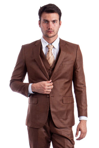Brown Wedding Suit - Jacket + Pants - Brown Tuxedo - Brown Groomsmen Single Breasted Suit