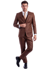 Brown Wedding Suit - Jacket + Pants - Brown Tuxedo - Brown Groomsmen Single Breasted Suit - Men's Tuxedo USA