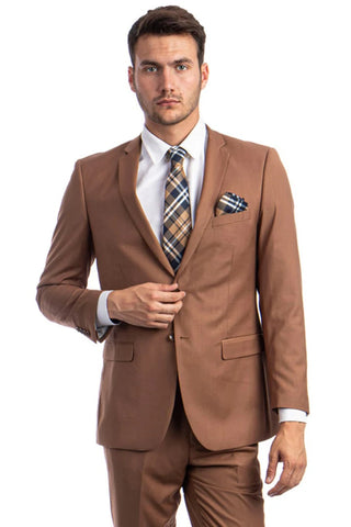 Brown Wedding Suit - Jacket + Pants - Brown Tuxedo - Brown Groomsmen  Notch Lapel Suit