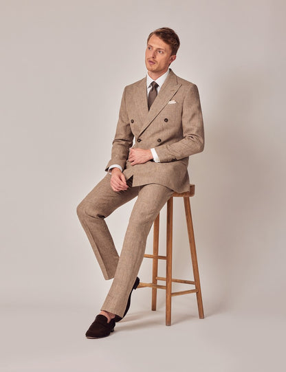 Mens Linen Suit For Beach Wedding - Summer  Suit in Brown - Men's Tuxedo USA