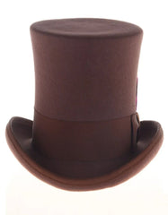 Victorian Steampunk Top Hat - 1800 19th Century - Dressy Loden Felt Top Brown Hat