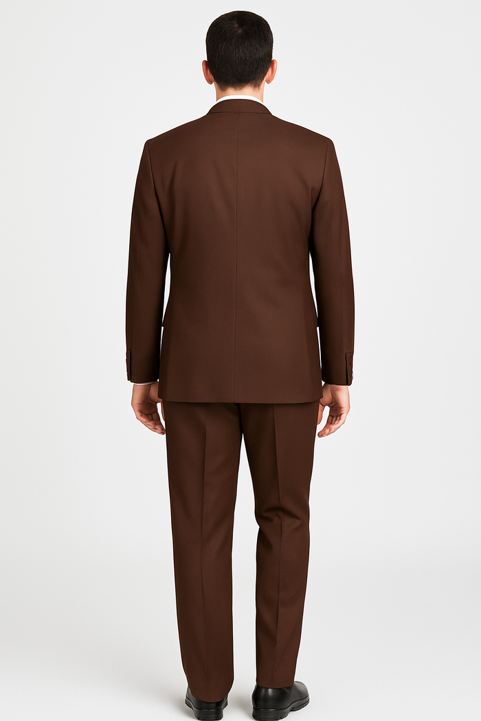 Pleated Suit - Mens Suits With Pleated Pant -  Regular Fit Suit - Brown Suit