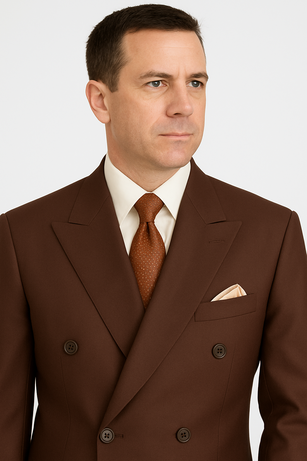 Pleated Suit - Mens Suits With Pleated Pant -  Regular Fit Suit - Brown Suit