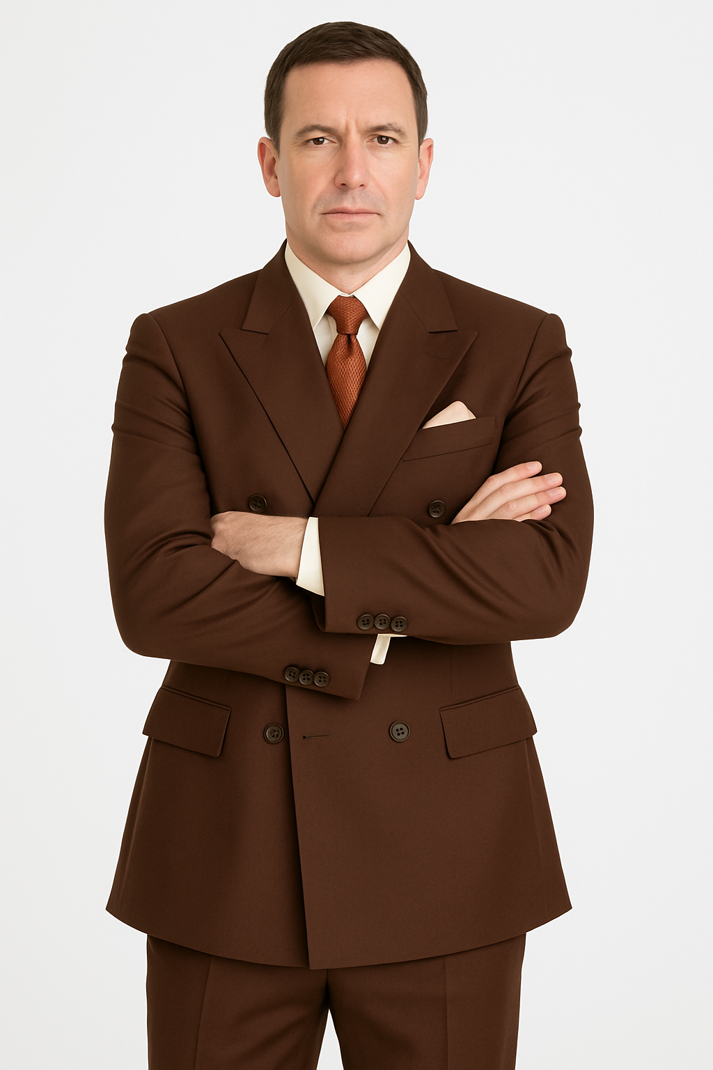 Pleated Suit - Mens Suits With Pleated Pant -  Regular Fit Suit - Brown Suit