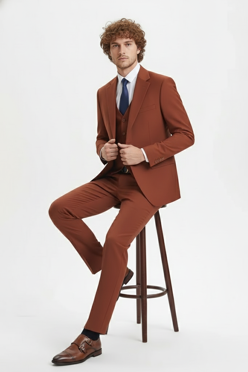 Brown Three-Piece Suit –   Slim Fit 