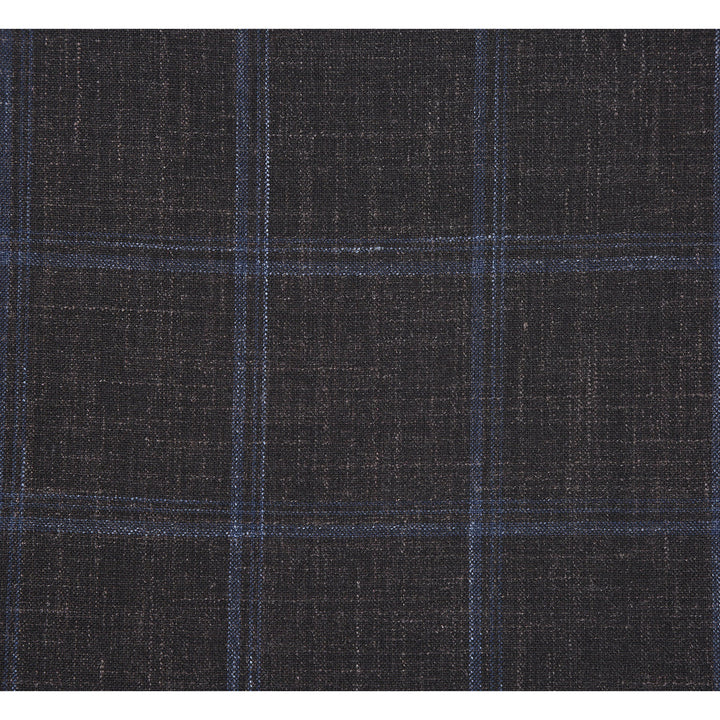 Saco vaquero - Western Sport Coat - Western Blazer-Mens Classic Fit Two Button Wool & Linen Sport Coat Blazer In Brown Windowpane Plaid