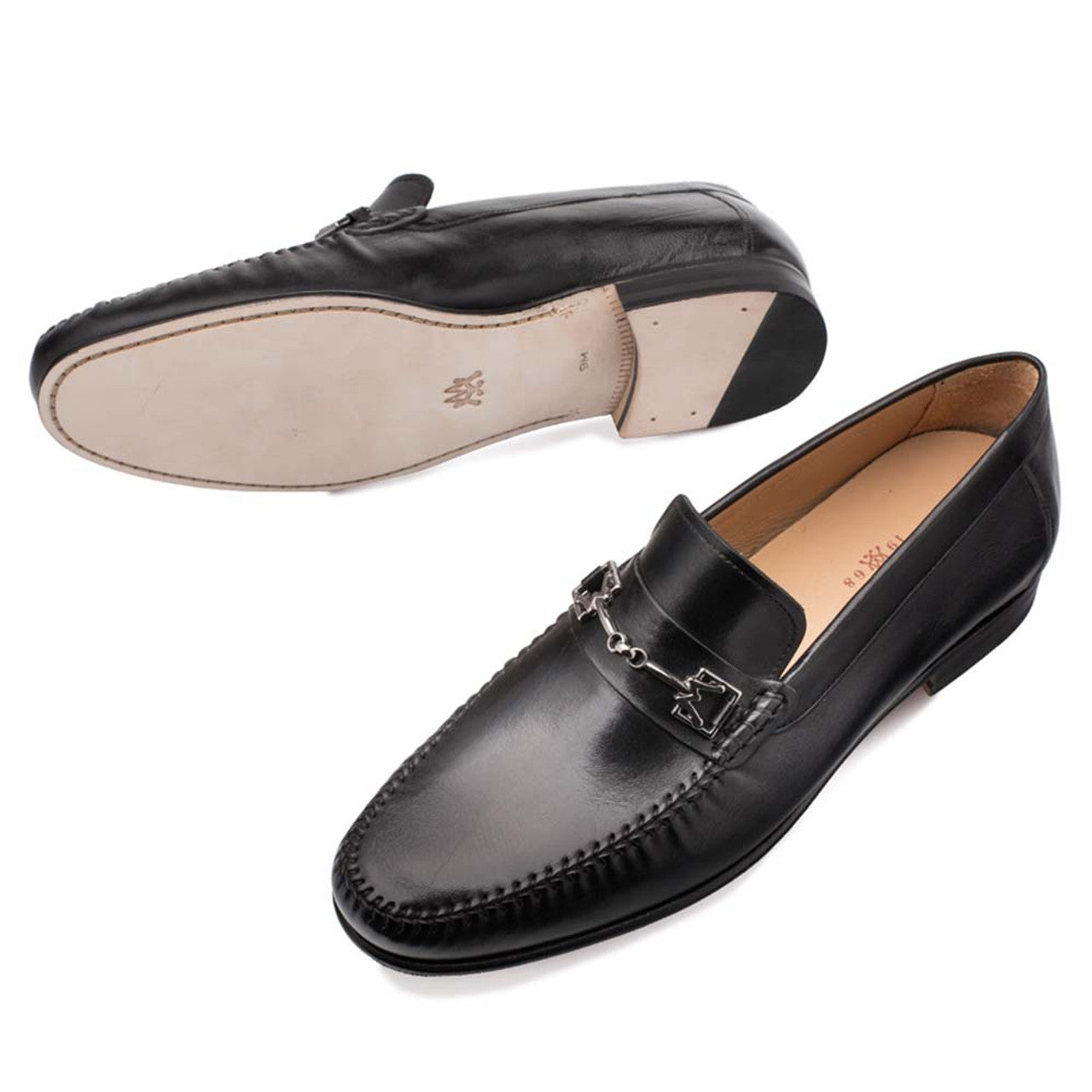 Brussels Black Calfskin Men??s Moccasin By Mezlan Made In Spain Brand