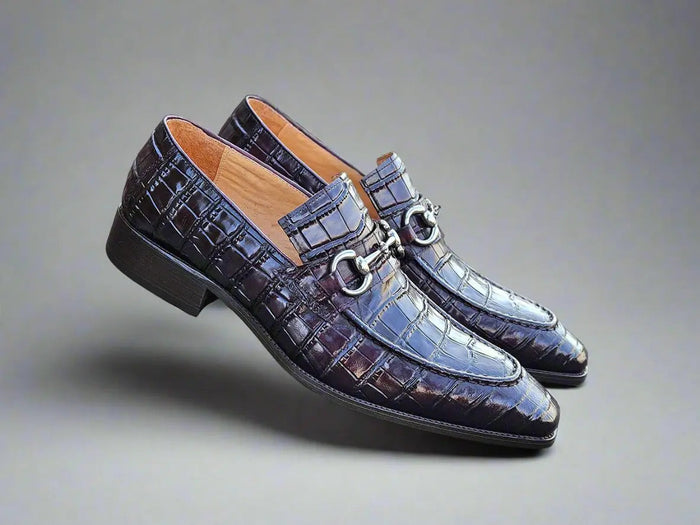 Carrucci Buckle Loafer w Gator Embossed Leather