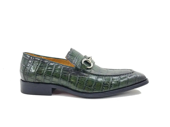 Carrucci Buckle Loafer w Gator Embossed Leather