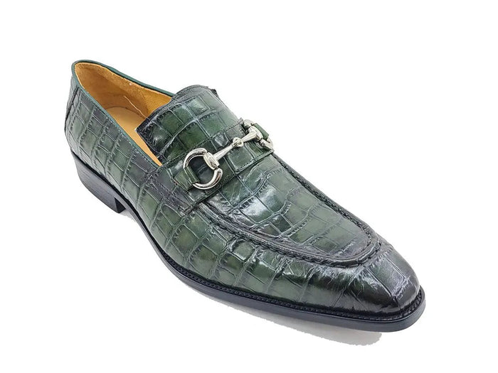Carrucci Buckle Loafer w Gator Embossed Leather