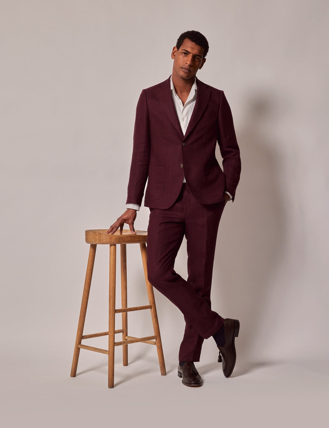 Mens Linen Suit For Beach Wedding | Summer Burgundy