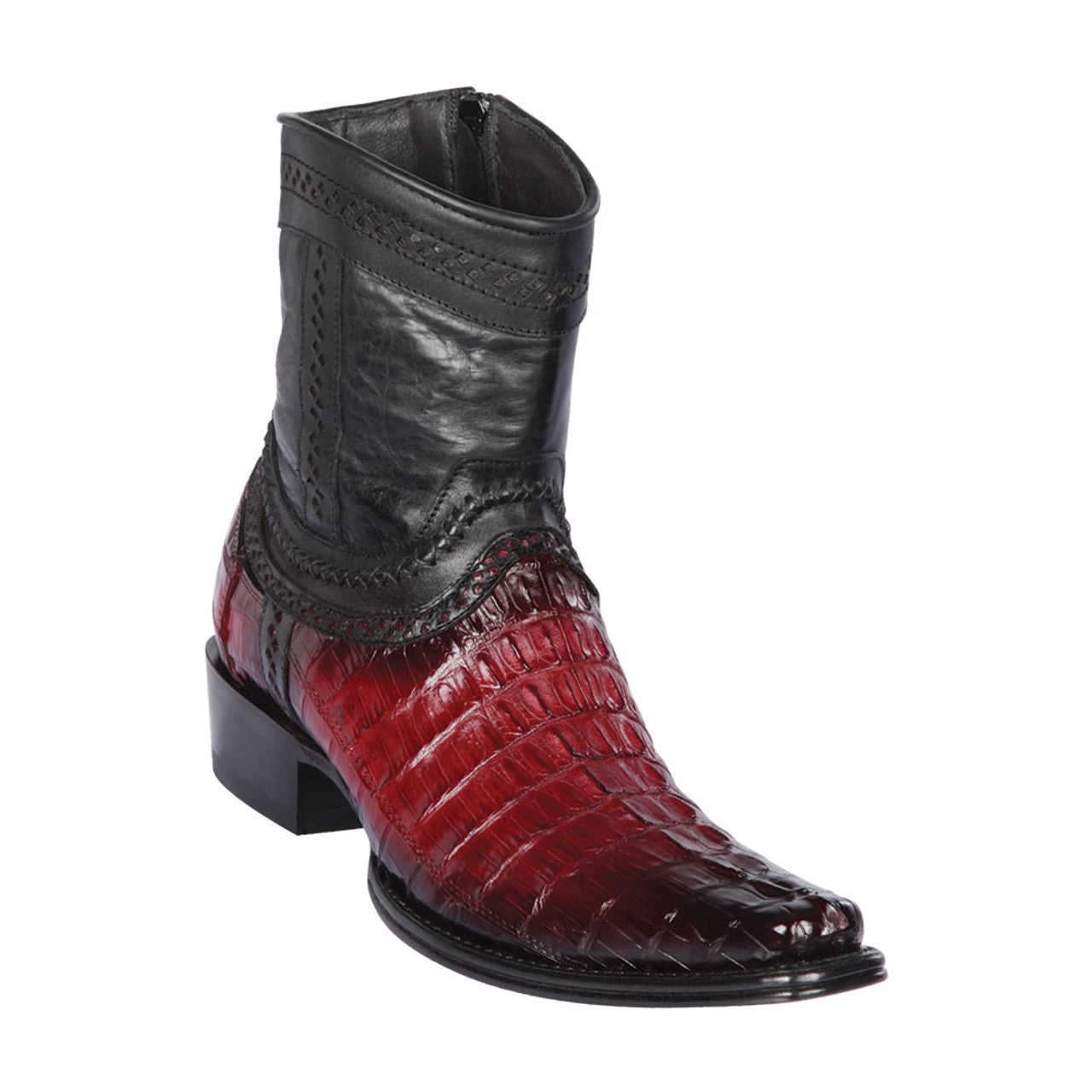 Los Altos Faded Burgundy Caiman Tail Low Shaft European Square Toe Menƒ??s Boot