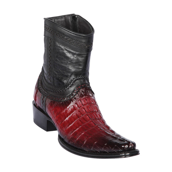 Los Altos Faded Burgundy Caiman Tail Low Shaft European Square Toe Menƒ??s Boot
