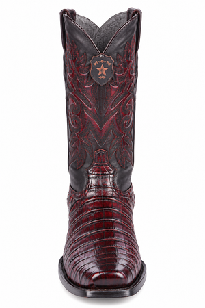 Black Cherry Caiman Cowboy Boots Square Toe