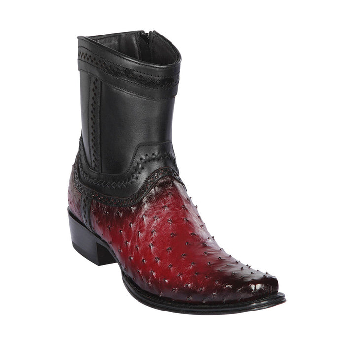 Los Altos Faded Burgundy Ostrich Low Shaft European Square Toe Menƒ??s Boot