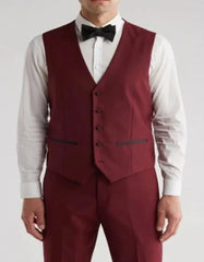 Burgundy Tuxedo - Maroon Burgundy Color - Shawl Collar Tuxedo Vested Suit - Burgundy Wedding Prom Suit