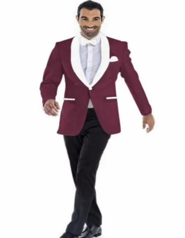 Burgundy Tuxedo - Maroon Burgundy Color - Men's Blazer Burgundy ~ Gold Two Toned Tuxedo Dinner Jacket Perfect For Prom Wedding & Groom