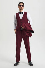 Mens Burgundy Prom Tuxedo - Maroon Wedding Dinner Designer Suit