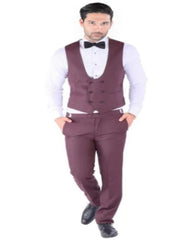 Burgundy Tuxedo - Maroon Burgundy Color - Prom Tuxedo - Wedding Tuxedo Luna Burgundy 3-Piece Slim Fit Peak Lapel Tuxedo