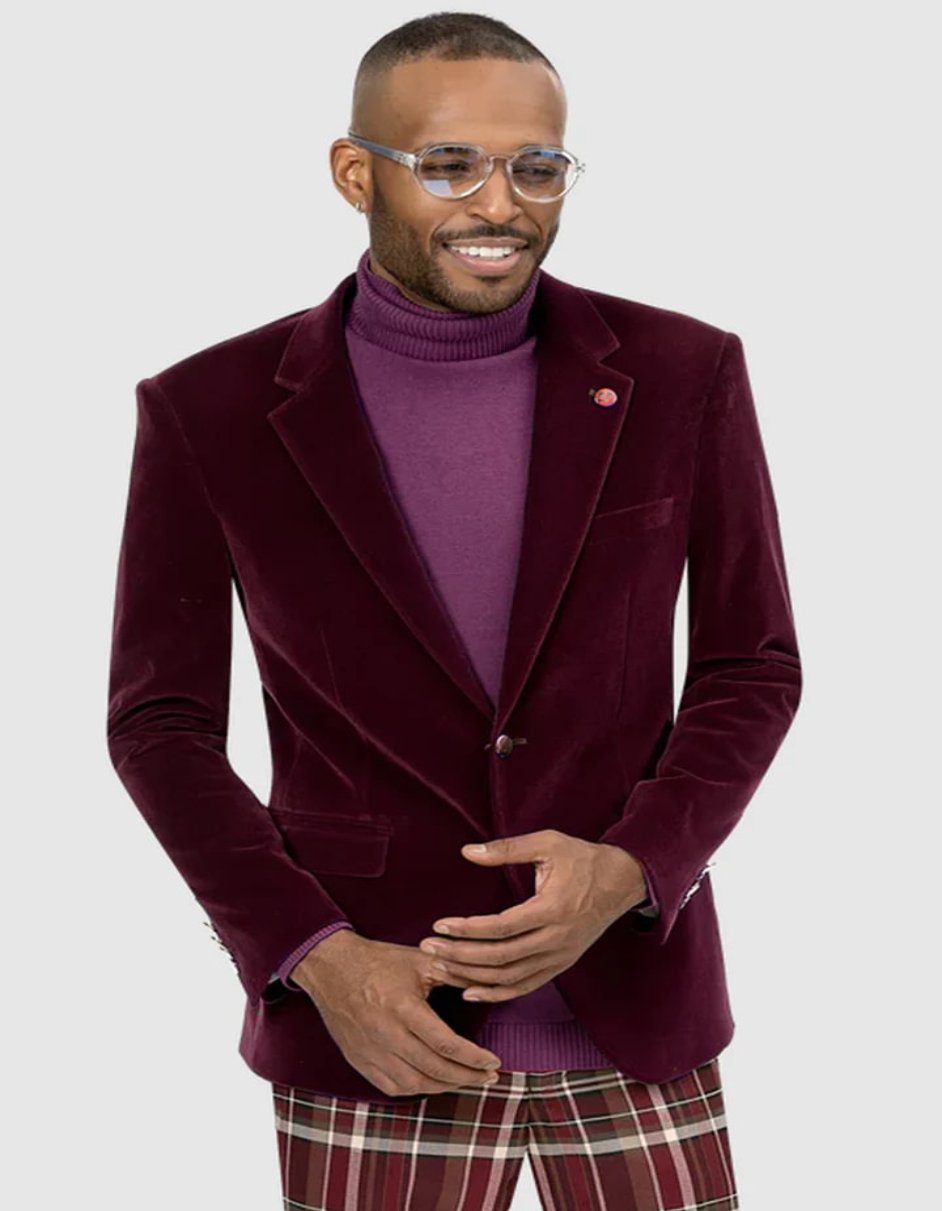 Maroon velvet blazer mens best sale