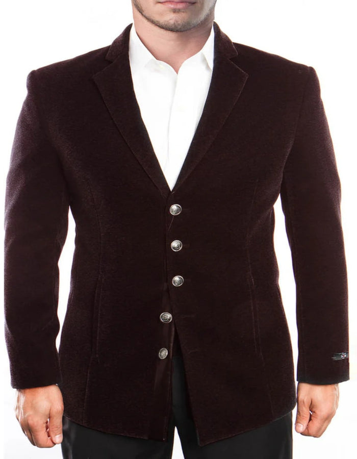 Mens Velvet Dinner Jacket - Velvet Tuxedo Single Breasted Jacket in Color Burgundy